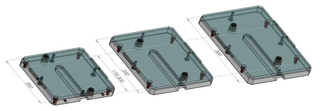 Workpiece pallet lengths for transfer system